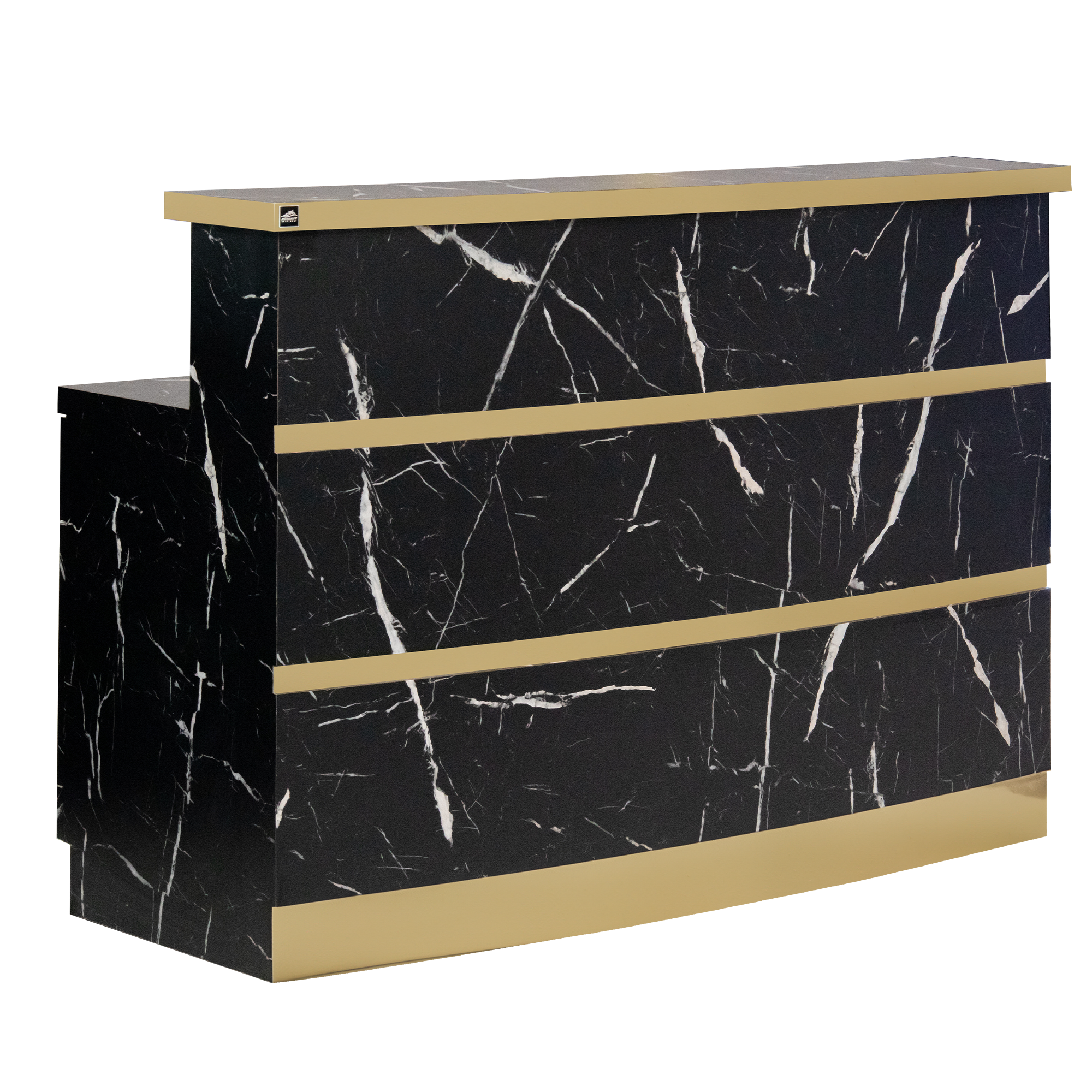 Gold & Marble Reception Desk (Light Curved)