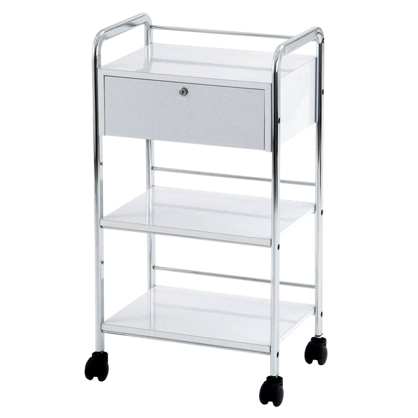 Whale Spa Waxing Trolley ZD-108A - Gloss White, Acetone Resistant Rolling Cart with Drawers, Storage | Salon and Spa Equipment