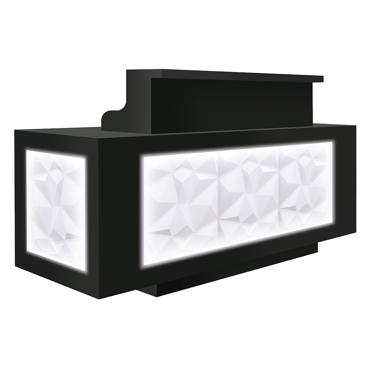 Whale Spa Black & White Facet LED Reception Desk, Modern Nail Salon Equipment | Salon and Spa Furniture