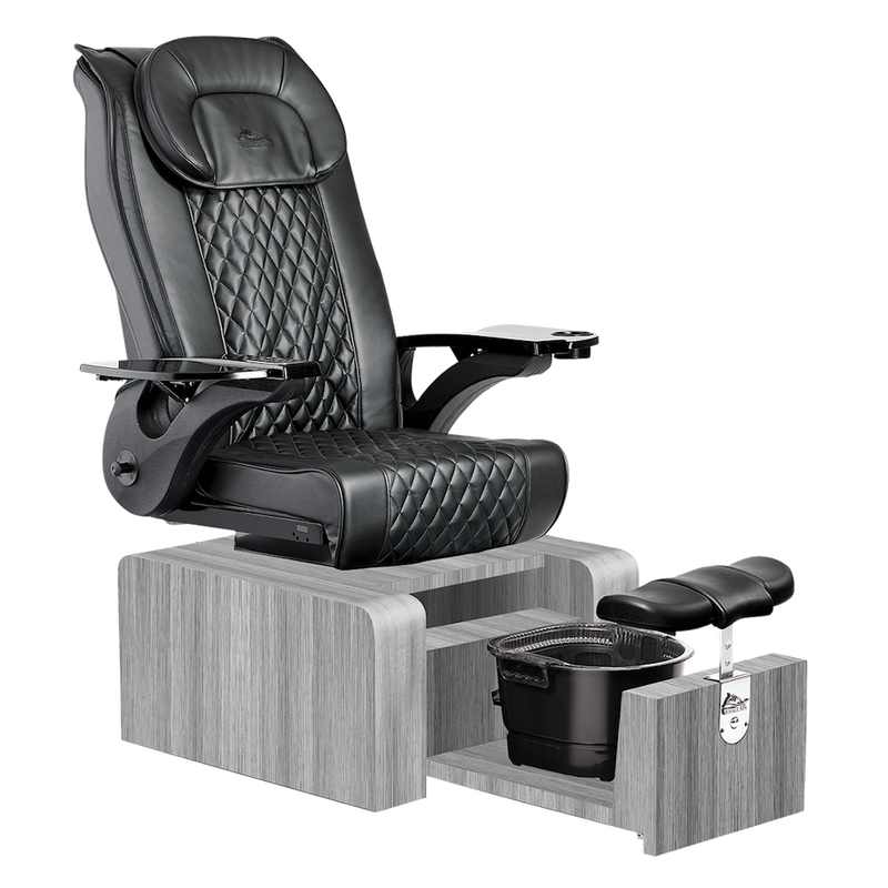 Whale Spa Black Pure II Pedicure Chair Full Massage Gray Base, Adjustable Footrest, LED Lit | Pedicure Chair for Nail Salon and Spa