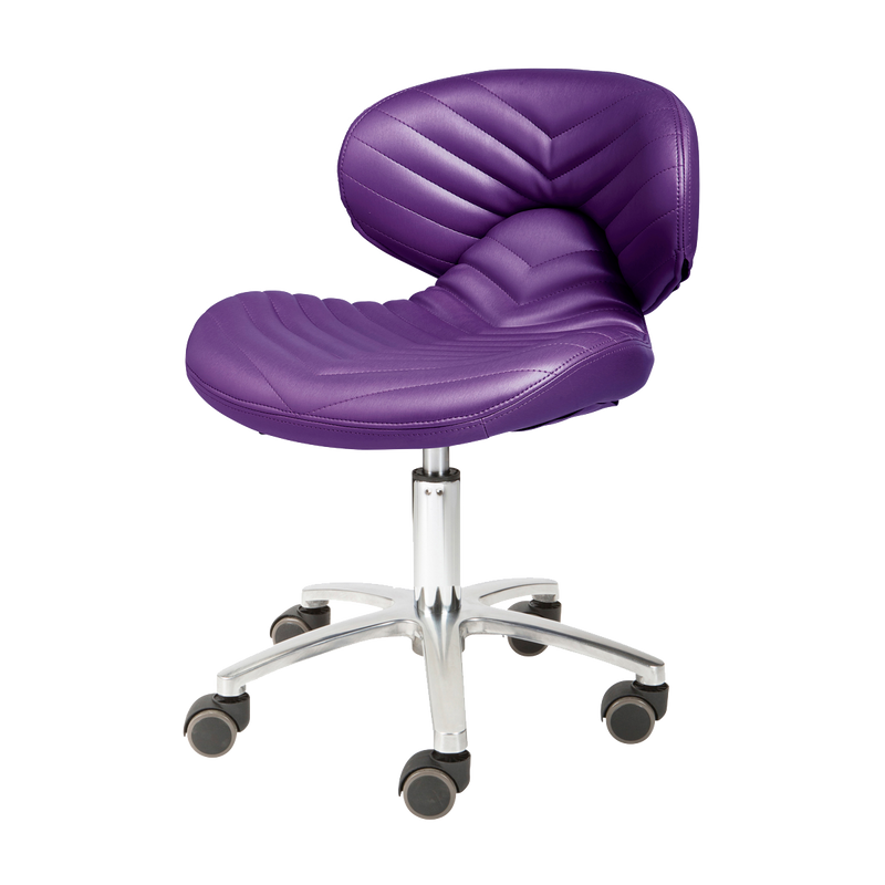 Whale Spa Bright Violet Chevron Pedicure Stool 1010L Leather, Adjustable Height | Salon and Spa Furniture