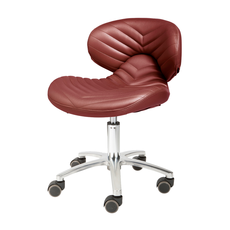 Whale Spa Red Chevron Pedicure Stool 1010L Leather, Adjustable Height | Salon and Spa Furniture