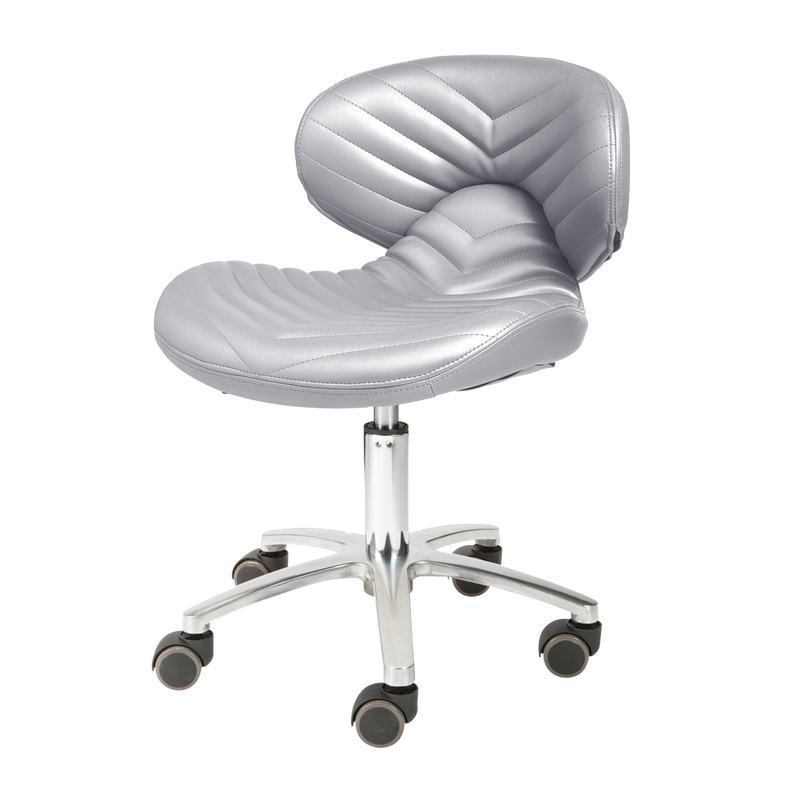 Whale Spa Silver Chevron Pedicure Stool 1010L Leather, Adjustable Height | Salon and Spa Furniture