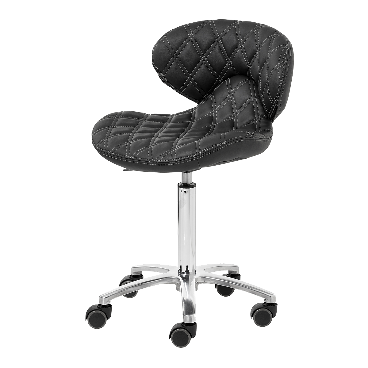 Whale Spa Black Lexi II Technician Stool 1009H Leather, Adjustable Height | Salon and Spa Furniture