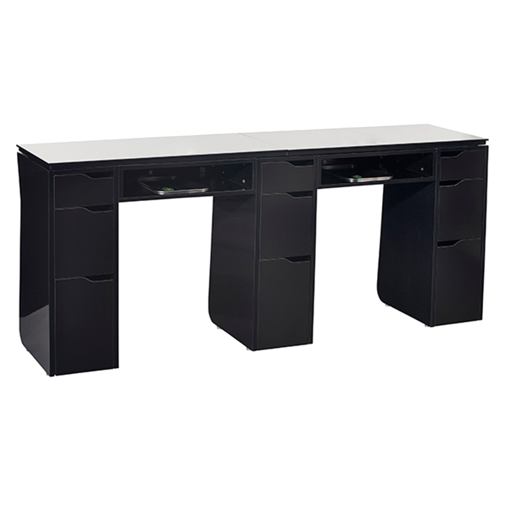 Whale Spa Vicki Double Table, Manicure Table for Two Customers, USB Outlets, LED Lights| Salon and Spa Furniture