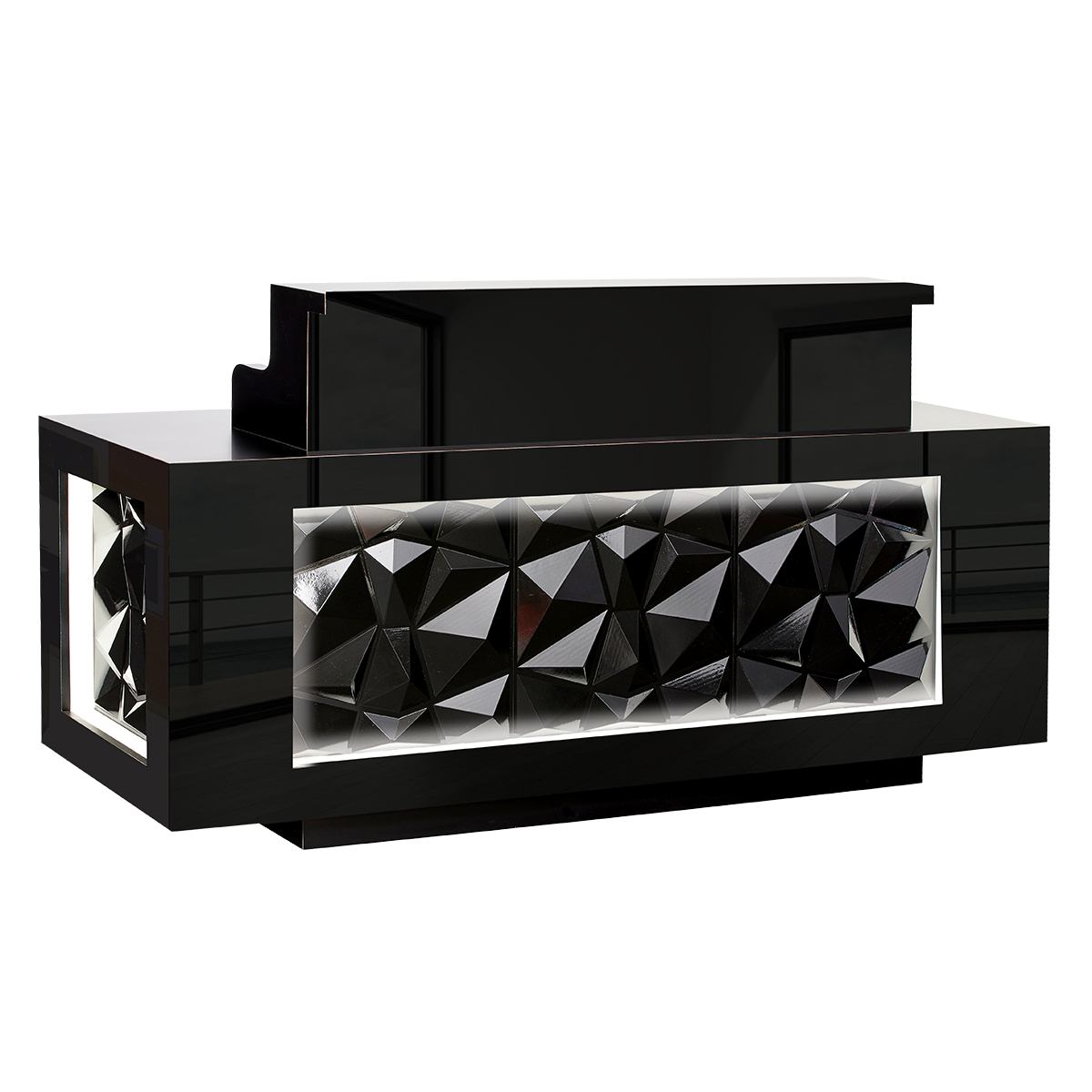 Whale Spa Black Facet LED Reception Desk, Modern Nail Salon Equipment | Salon and Spa Furniture