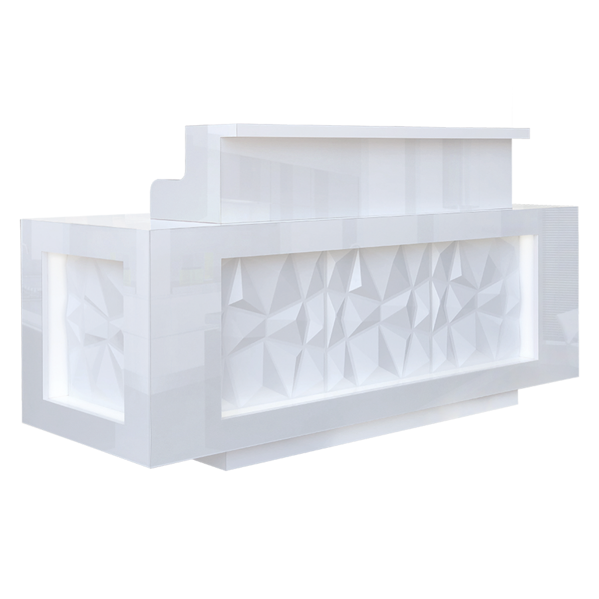Whale Spa White Facet LED Reception Desk, Modern Nail Salon Equipment | Salon and Spa Furniture