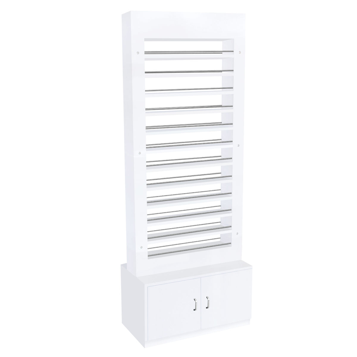 Whale Spa Embossed White Polish Display PC02, Nail Polish, Gel, and Powder Storage Shelf | Salon and Spa Equipment