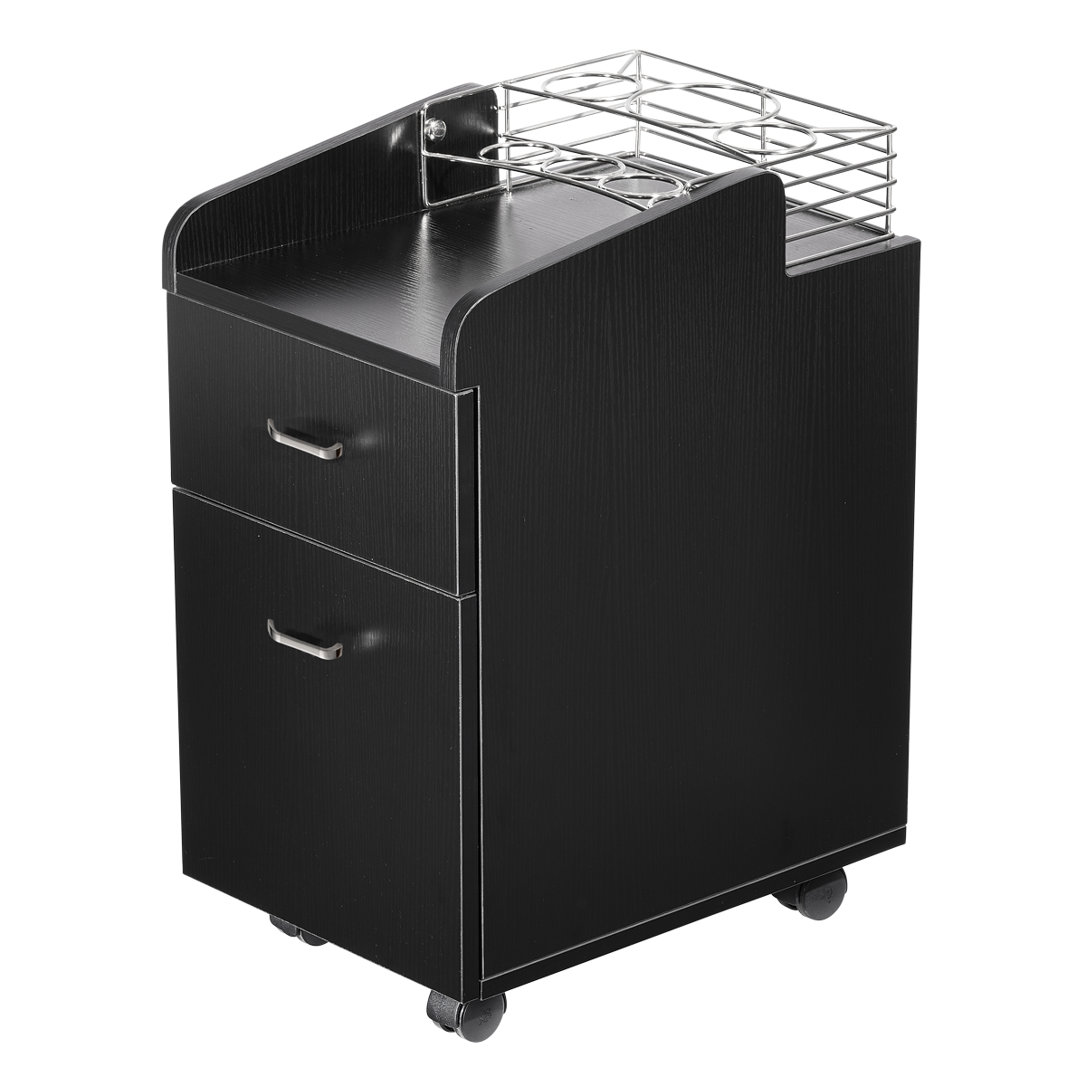 Whale Spa Black Pedicure Trolley TR03, Acetone Resistant Rolling Cart with Drawers, Storage | Salon and Spa Equipment