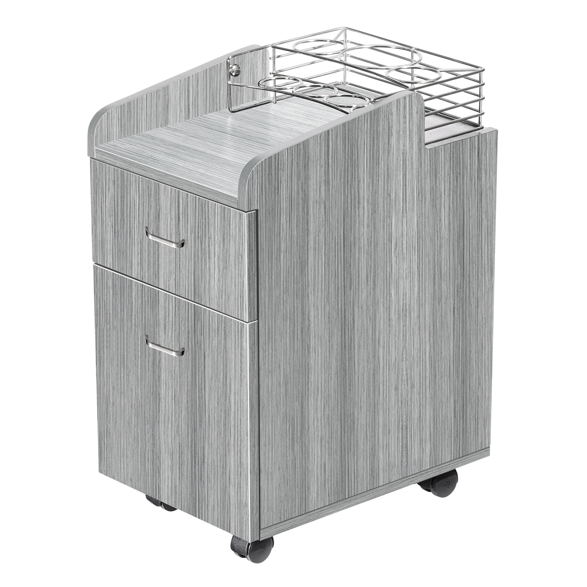 Whale Spa Gray Pedicure Trolley TR03, Acetone Resistant Rolling Cart with Drawers, Storage | Salon and Spa Equipment
