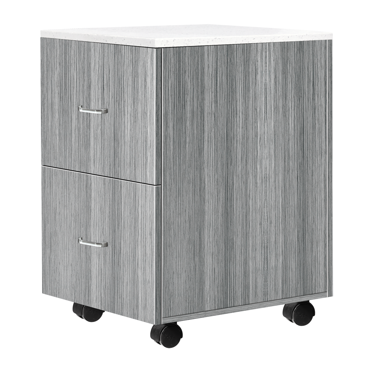Whale Spa Gray Pedicure Trolley with Quartz Top TR04, Acetone Resistant Rolling Cart with Drawers, Storage | Salon and Spa Equipment