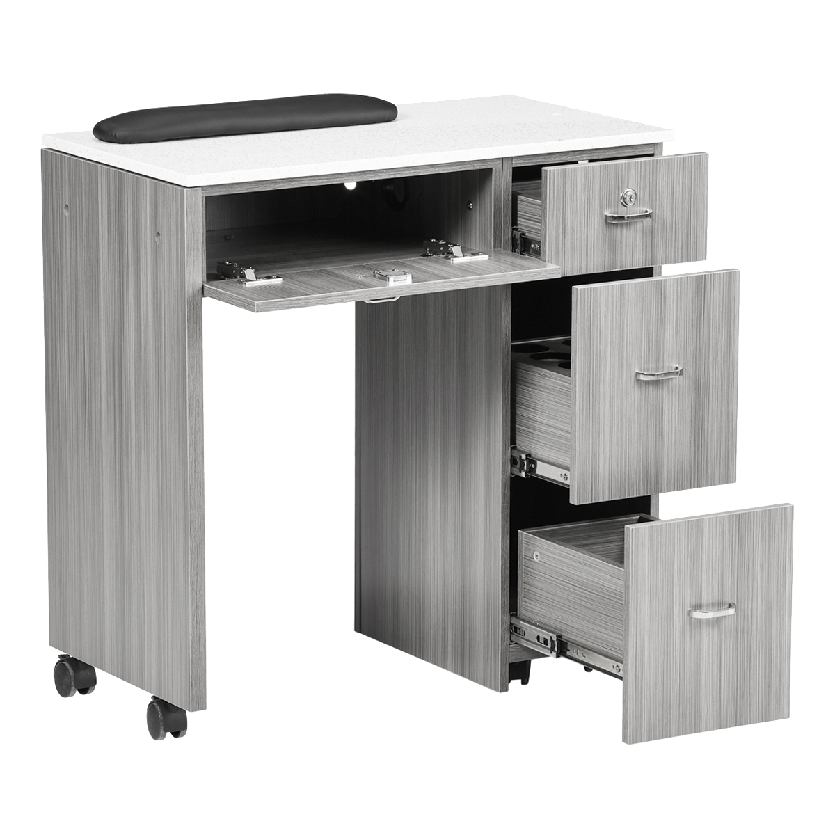 Whale Spa Manicure Table NM904 Nail Salon Table with Drawers, Quartz Countertop | Salon and Spa Furniture