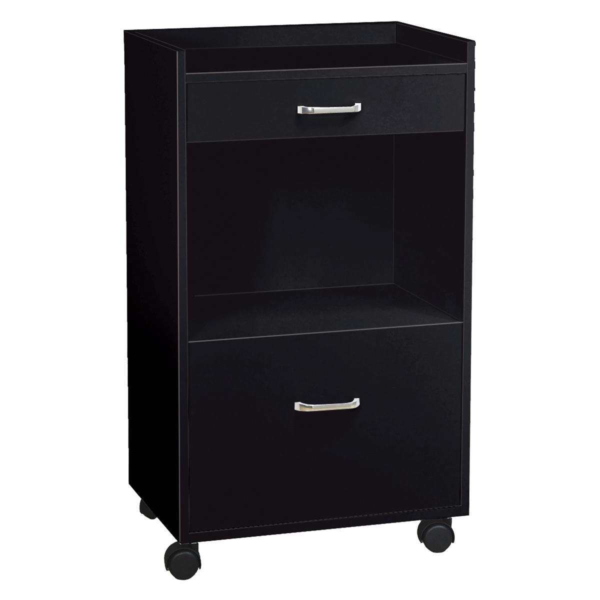 Whale Spa Matte Black Trolley 2831, Acetone Resistant Rolling Cart with Drawers, Storage | Salon and Spa Equipment