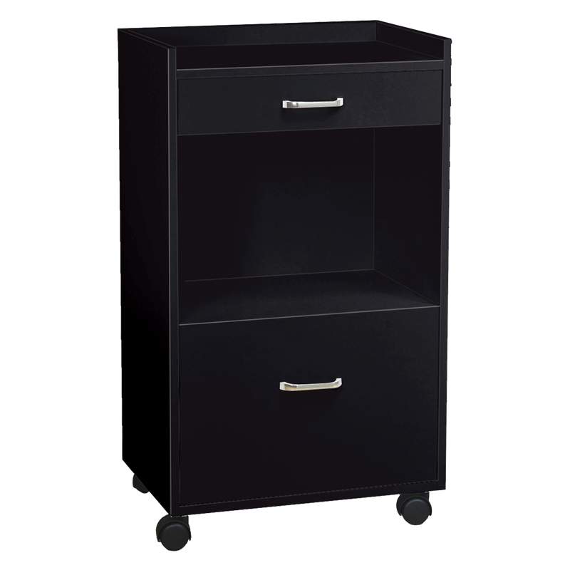 Whale Spa Matte Black Trolley 2831, Acetone Resistant Rolling Cart with Drawers, Storage | Salon and Spa Equipment