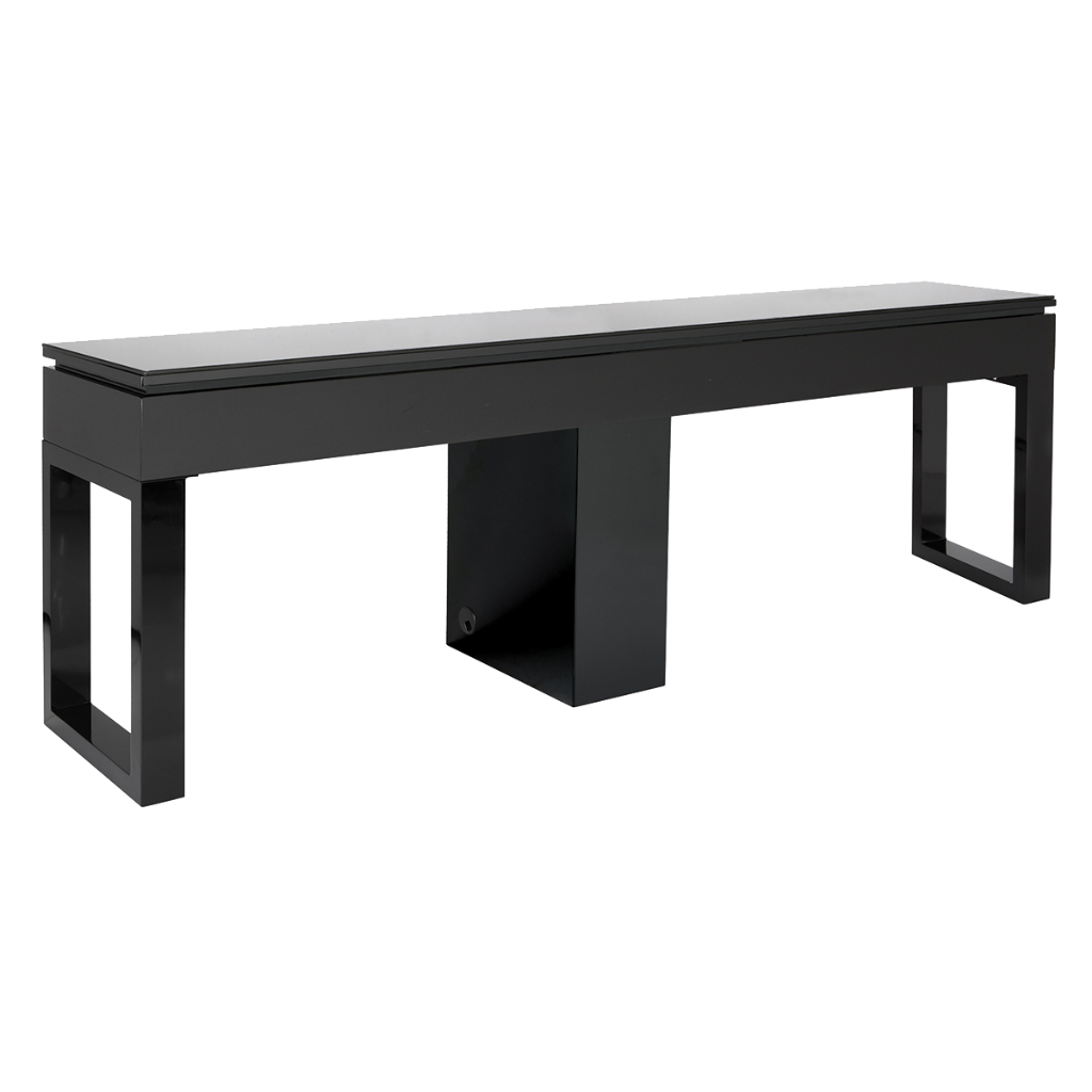 Whale Spa Piano Black Valentino Lux Double Table, Manicure Table for Two Customers with USB Outlets and Drawers | Salon and Spa Furniture