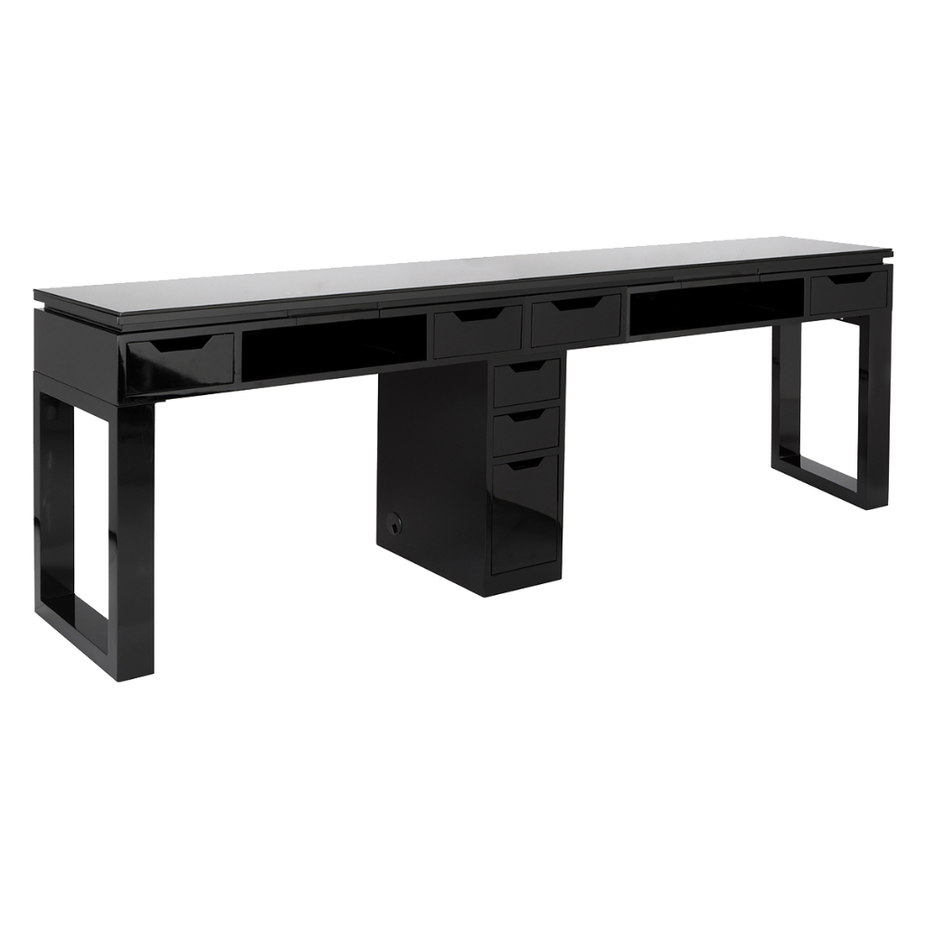 Whale Spa Valentino Lux Double Table, Manicure Table for Two Customers with USB Outlets and Drawers | Salon and Spa Furniture