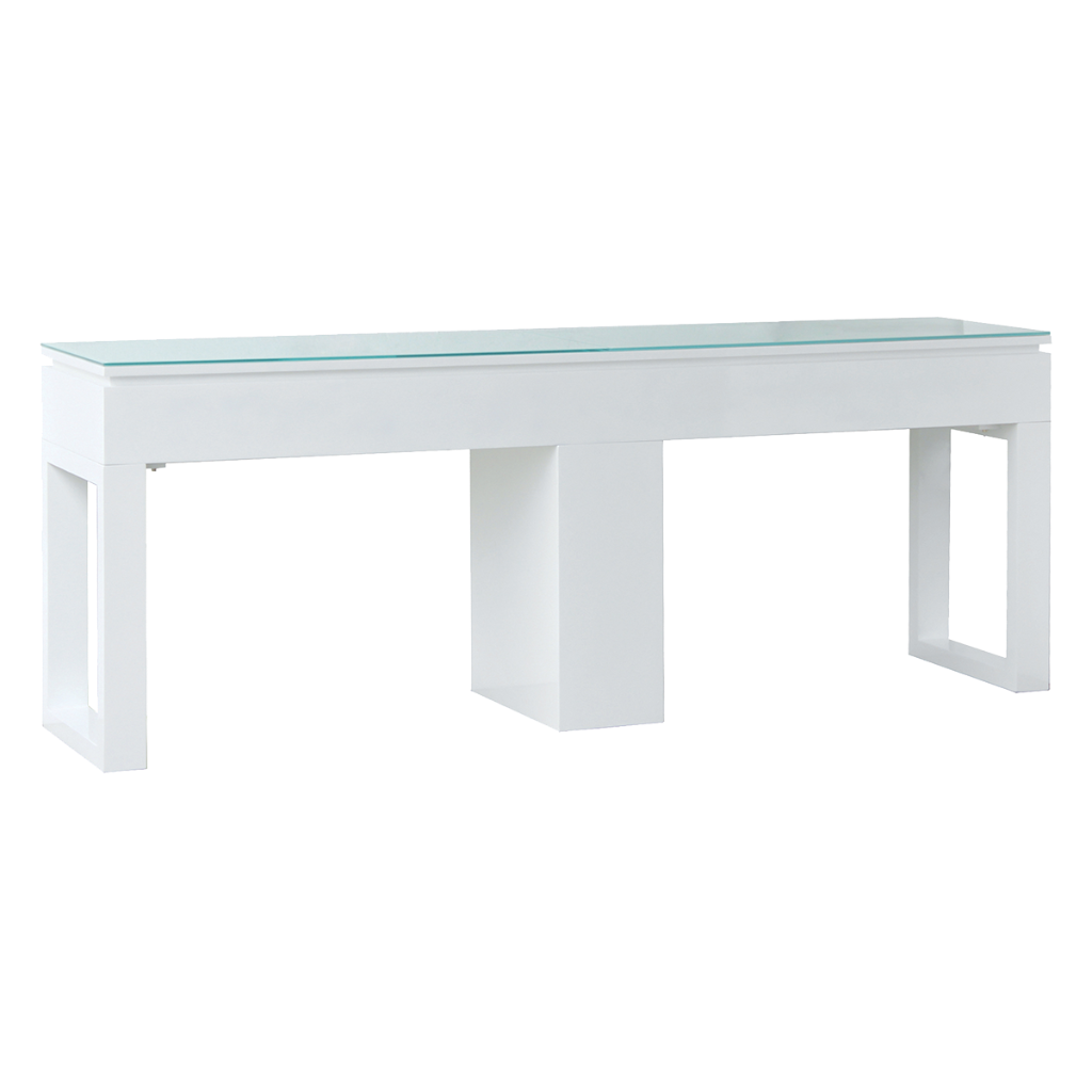 Whale Spa Gloss White Valentino Lux Double Table, Manicure Table for Two Customers with USB Outlets and Drawers | Salon and Spa Furniture