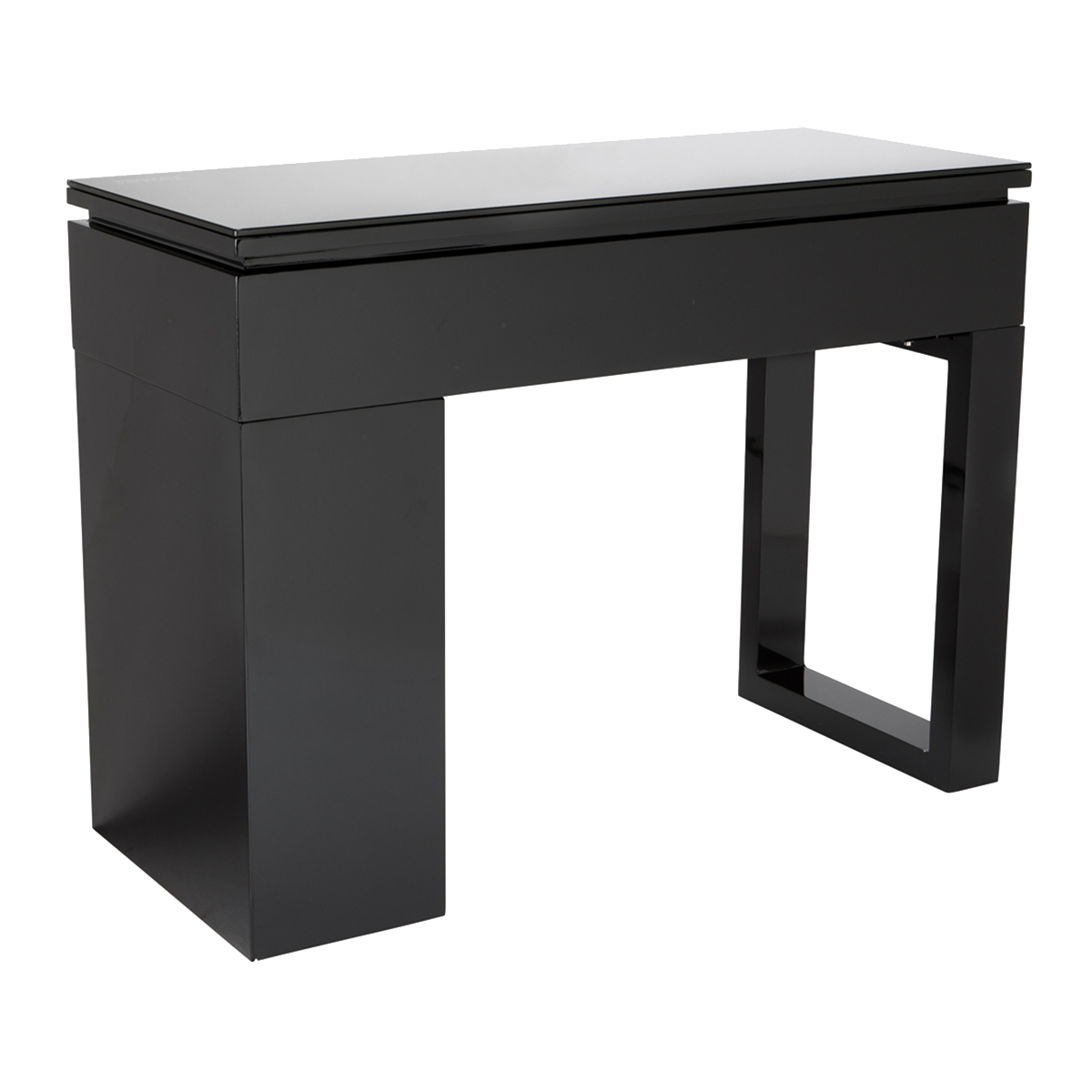 Whale Spa Piano Black Valentino Lux Nail Table, Manicure Table with USB Outlets and Drawers | Salon and Spa Furniture