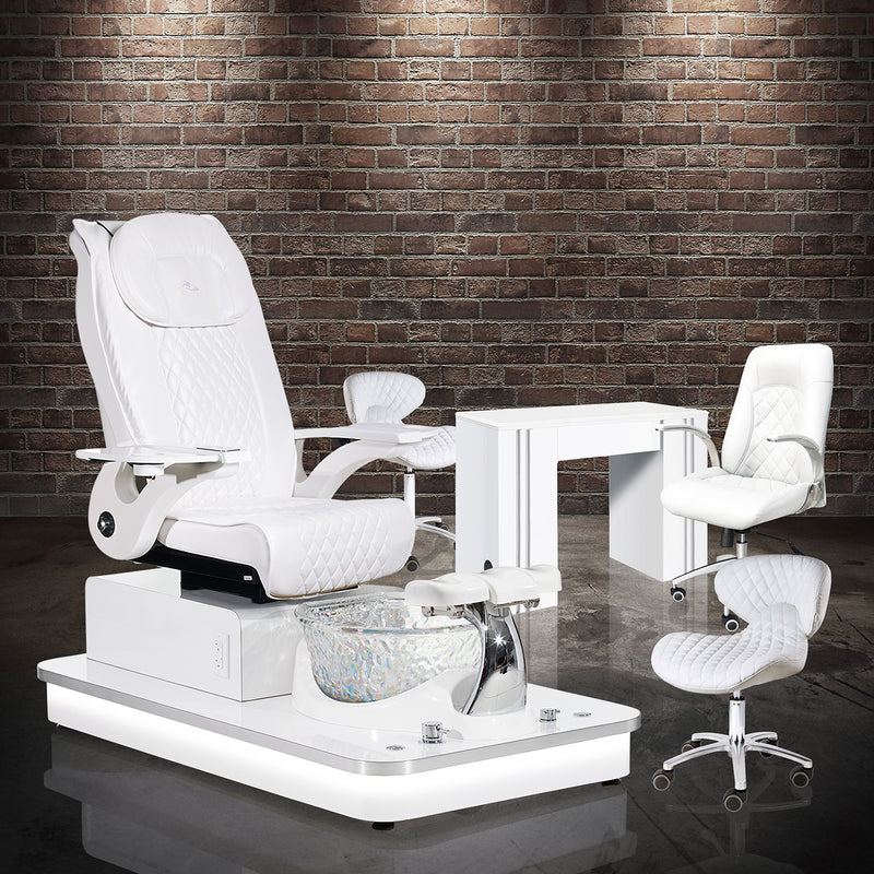Felicity Freeform Spa Package Set B with Black Diamond Felicity Freeform Pedicure Chair, Black Manicure Table NM901, Black Diamond Customer Chair 3209, and Black Diamond Pedicure Stool 1001 DIA | Whale Spa Salon Furniture and Equipment
