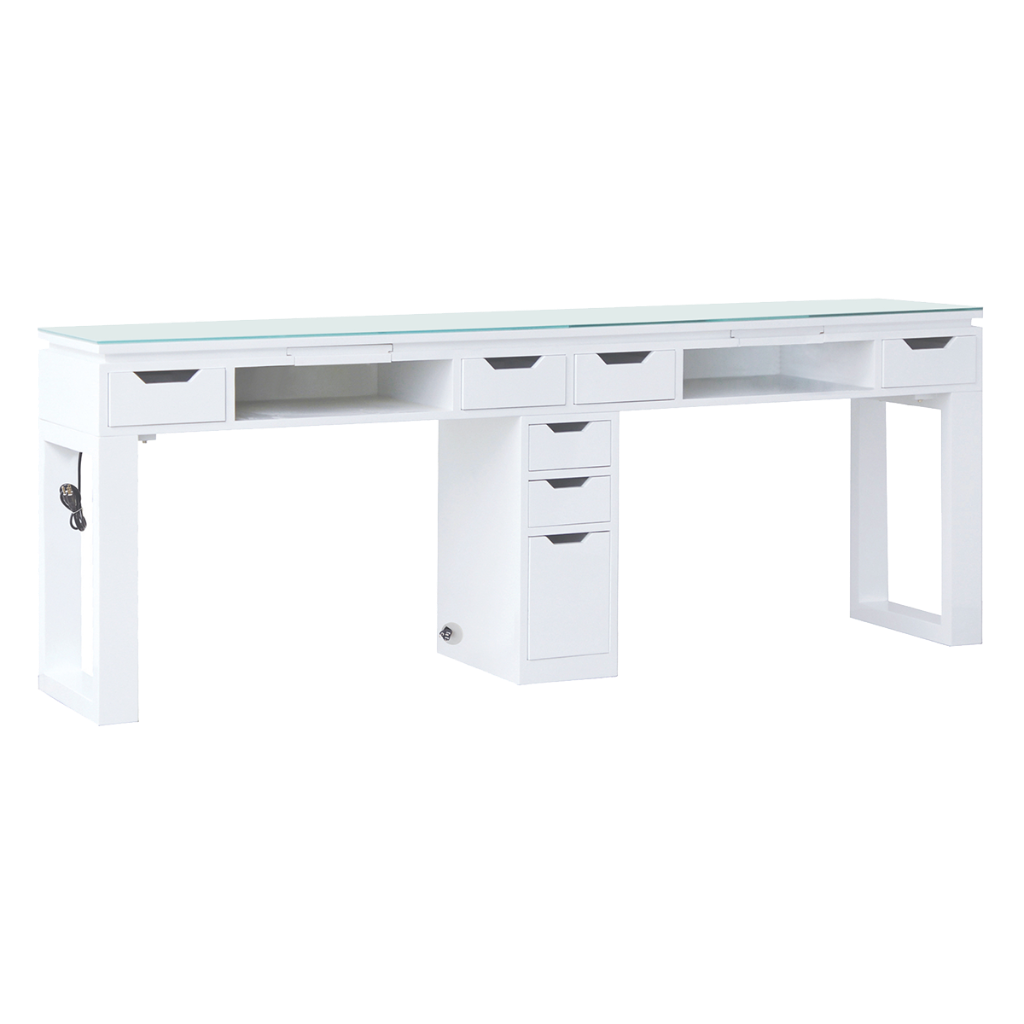 Whale Spa Valentino Lux Double Table, Manicure Table for Two Customers with USB Outlets and Drawers | Salon and Spa Furniture