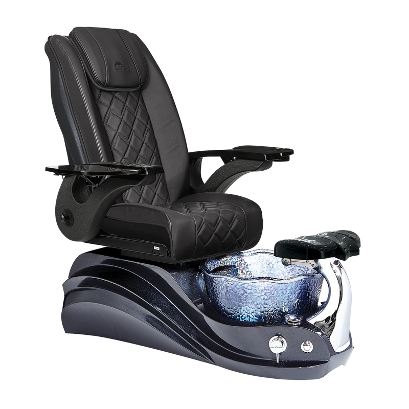 Whale Spa Black Crane Pedicure Chair Black Base, Full Massage, Adjustable Footrest, LED Lit | Pedicure Chair for Nail Salon and Spa