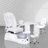 Crane Pedicure Package Set B with Black Diamond Crane Pedicure Chair, Black Manicure Table NM901, Black Diamond Customer Chair 3209, and Black Diamond Pedicure Stool 1001 DIA | Whale Spa Salon Furniture and Equipment