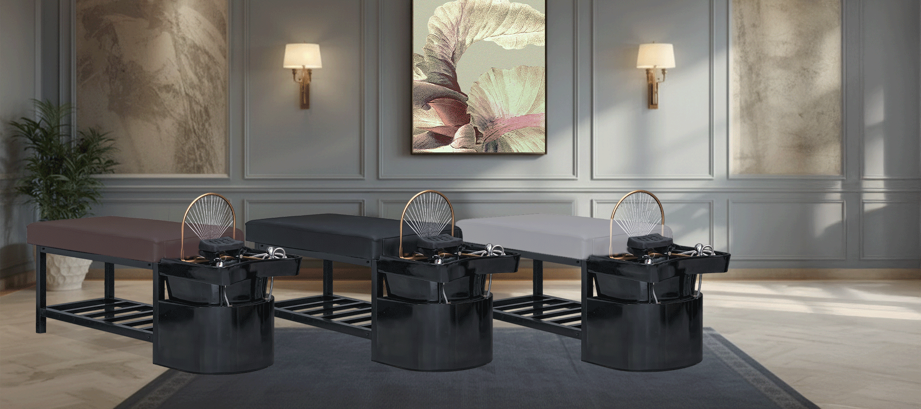 Japanese head spa and korena head spa, vietnamese head poa shampoo bed. Made in the United States, California, and Texas. Luxury headspa massage and halo for nail salons and hair salons. Salon upgrade ideas