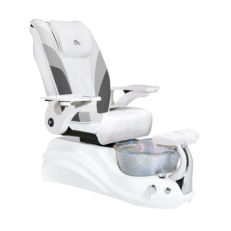 Whale Spa Tri Tone Crane Pedicure Chair Black Base, Full Massage, Adjustable Footrest, LED Lit | Pedicure Chair for Nail Salon and Spa