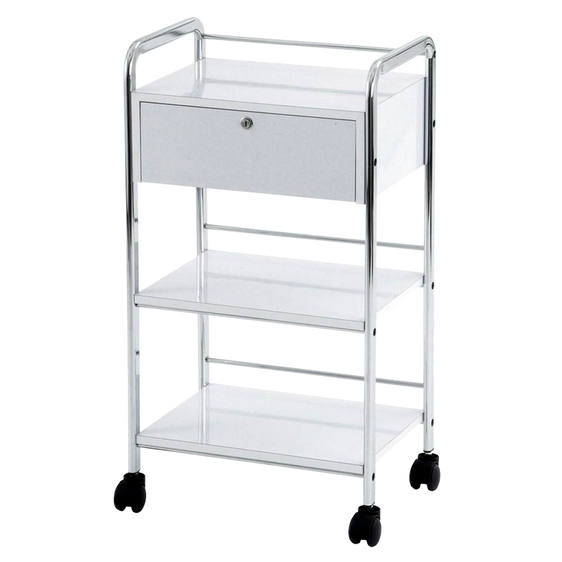 Whale Spa Waxing Trolley ZD-108A - Gloss White, Acetone Resistant Rolling Cart with Drawers, Storage | Salon and Spa Equipment