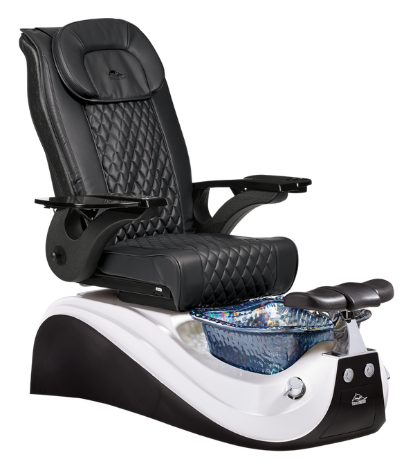 Whale Spa Black Victoria II Pedicure Chair Black Base Full Massage, Adjustable Footrest, LED Lit | Pedicure Chair for Nail Salon and Spa