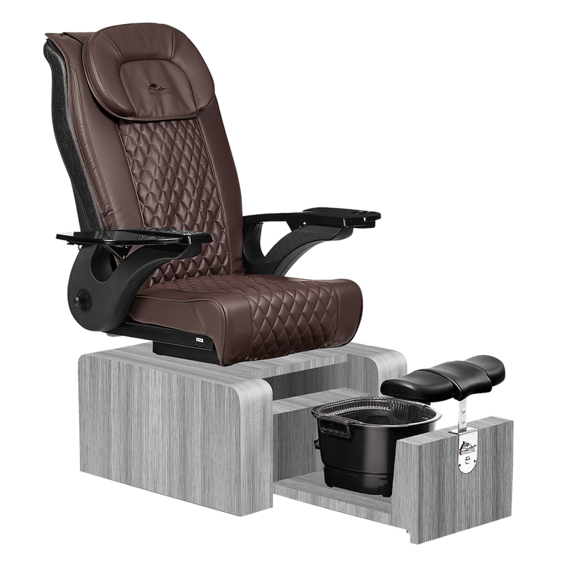 Whale Spa Chocolate Pure II Pedicure Chair Full Massage Gray Base, Adjustable Footrest, LED Lit | Pedicure Chair for Nail Salon and Spa