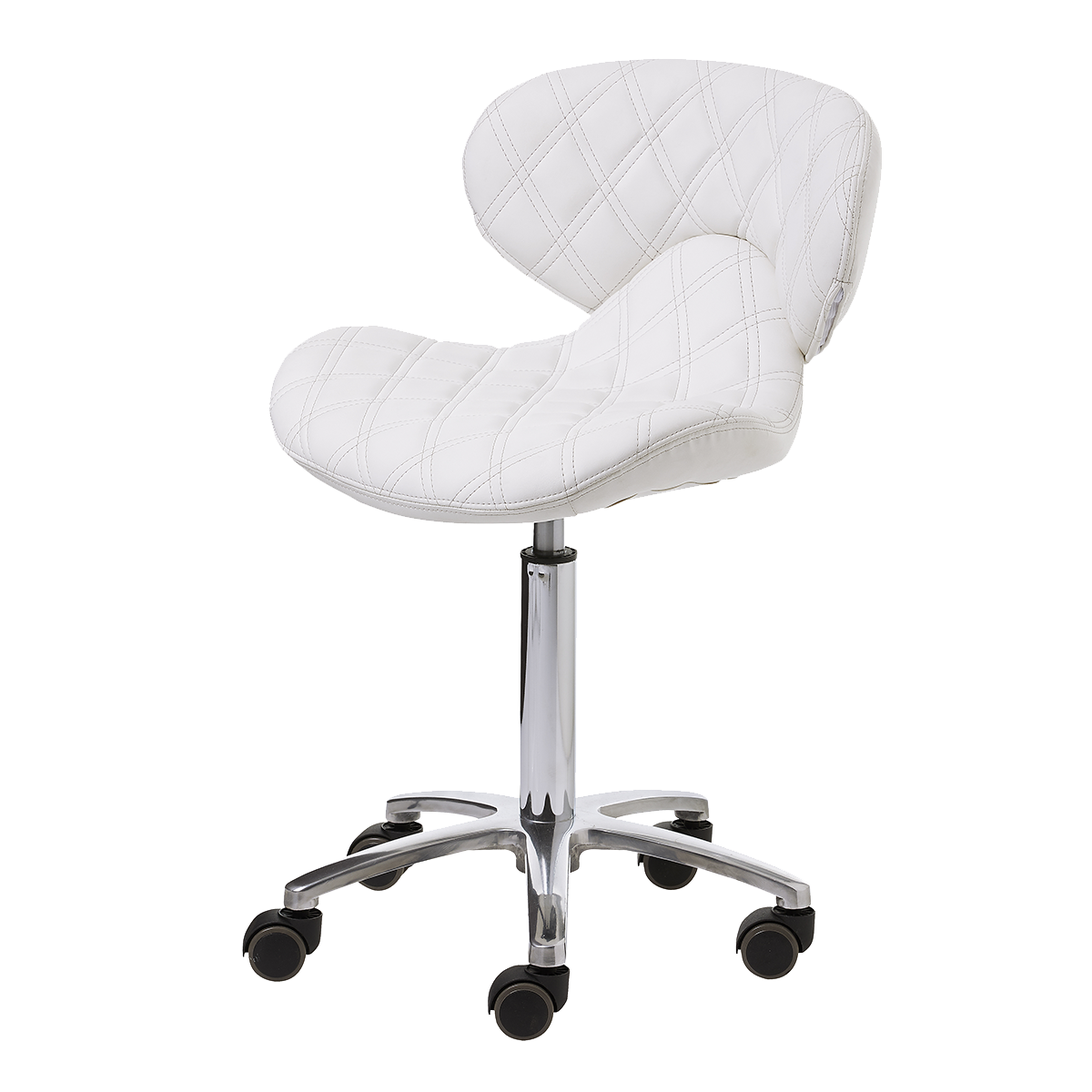 Whale Spa White Lexi II Technician Stool 1009H Leather, Adjustable Height | Salon and Spa Furniture