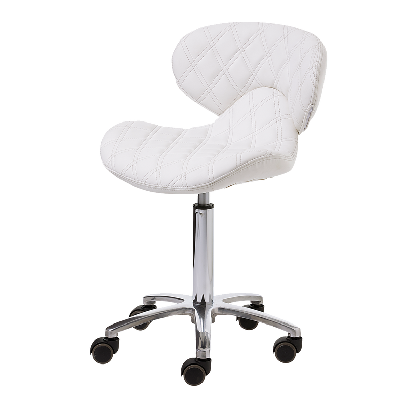 Whale Spa White Lexi II Technician Stool 1009H Leather, Adjustable Height | Salon and Spa Furniture