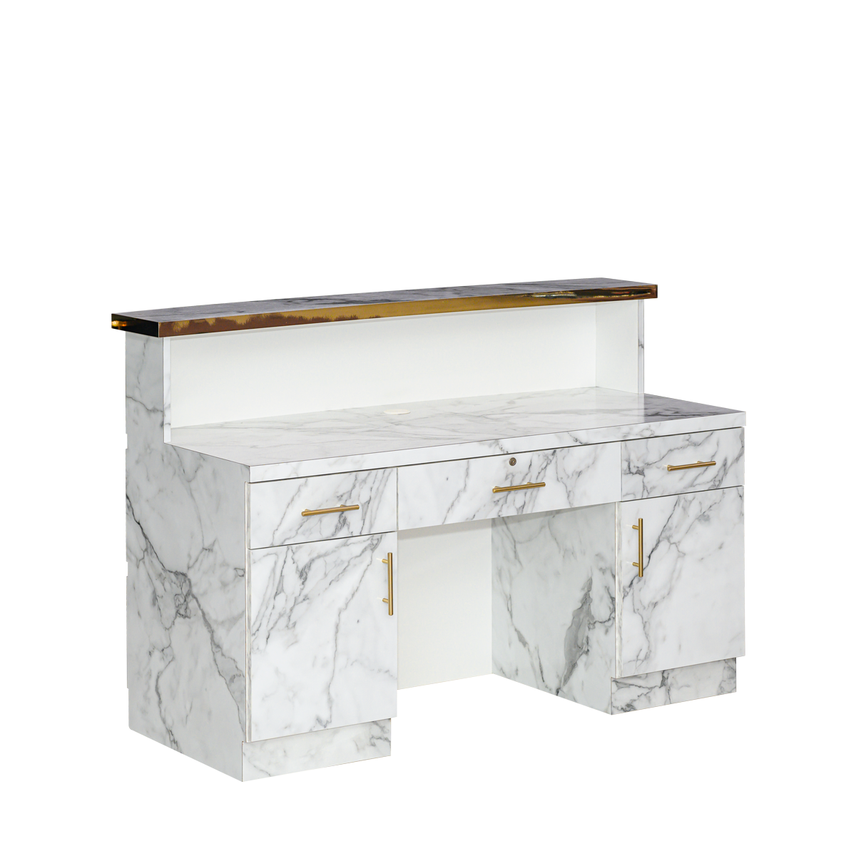 Whale Spa Gold & Marble Reception Desk, Modern Nail Salon Equipment | Salon and Spa Furniture