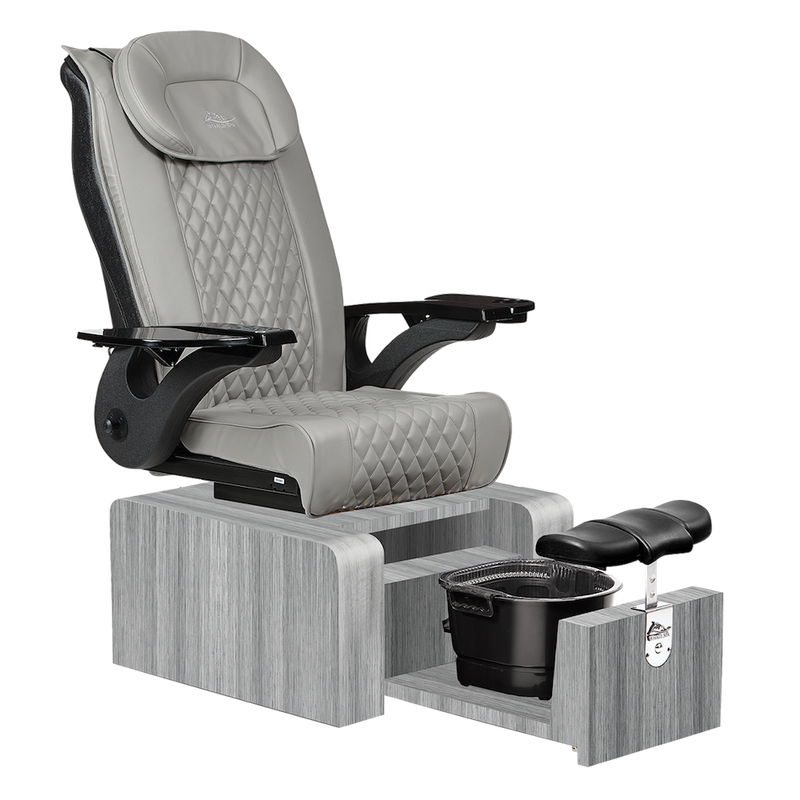 Whale Spa Gray Pure II Pedicure Chair Full Massage Gray Base, Adjustable Footrest, LED Lit | Pedicure Chair for Nail Salon and Spa