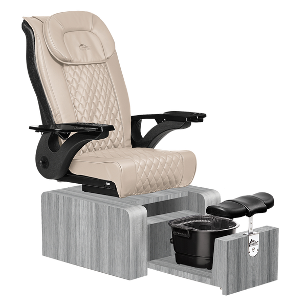 Whale Spa Khaki Pure II Pedicure Chair Full Massage Gray Base, Adjustable Footrest, LED Lit | Pedicure Chair for Nail Salon and Spa