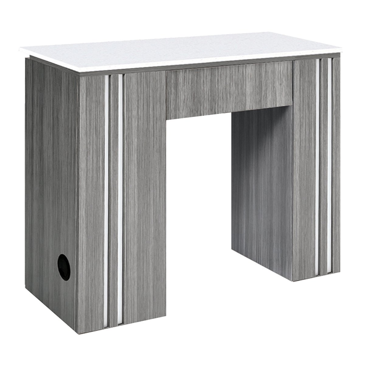 Whale Spa Gray Manicure Table NM901 Nail Salon Table with Drawers, Quartz Countertop | Salon and Spa Furniture