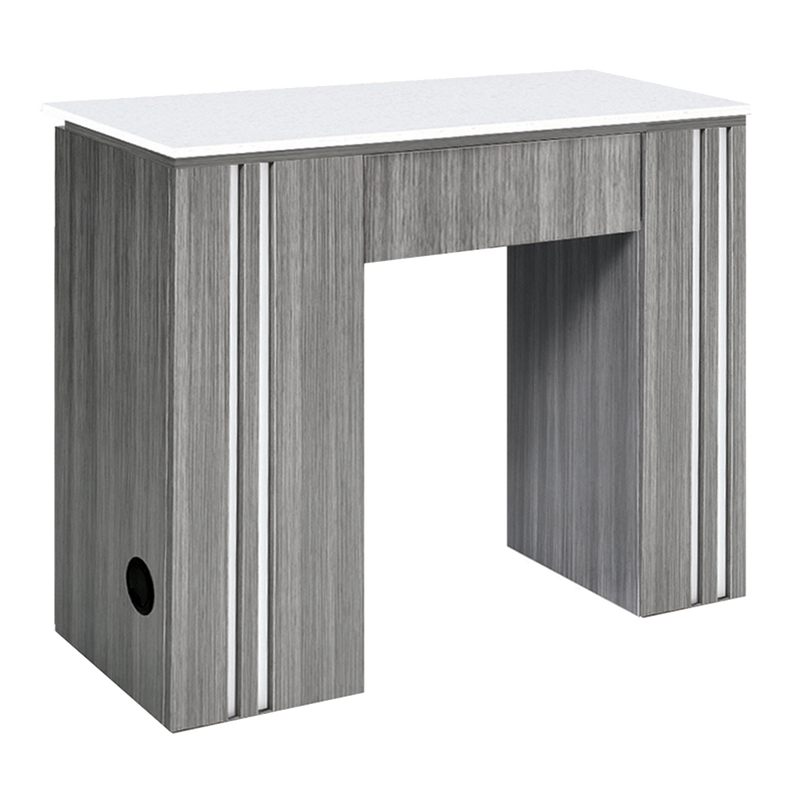 Whale Spa Gray Manicure Table NM901 Nail Salon Table with Drawers, Quartz Countertop | Salon and Spa Furniture