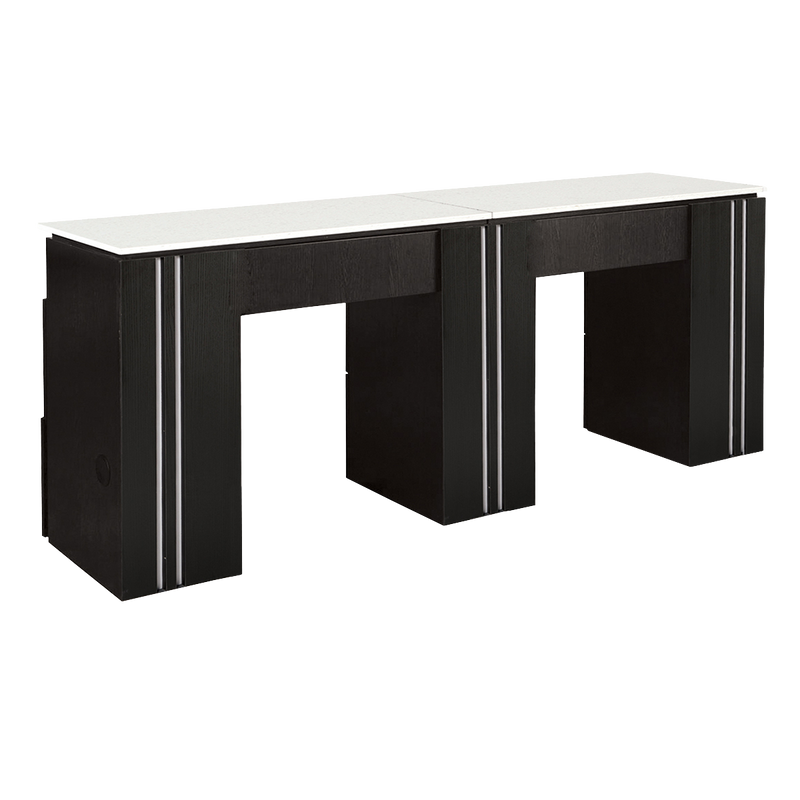Whale Spa Black Double Manicure Table NM906D Manicure Table for Two Customers with Drawers | Salon and Spa Furniture