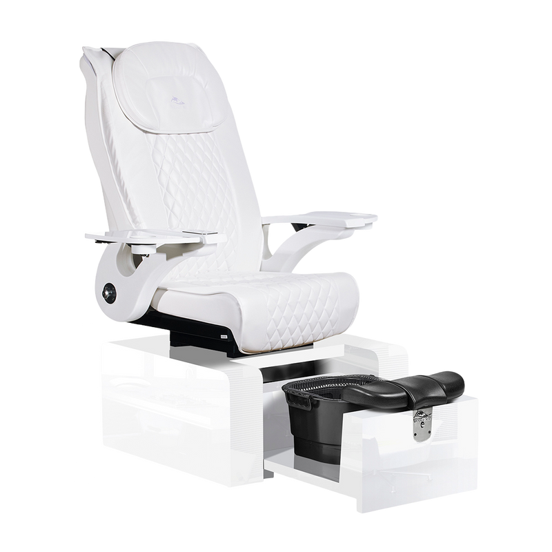 Whale Spa White Pure II Pedicure Chair Full Massage Gloss White Base, Adjustable Footrest, LED Lit | Pedicure Chair for Nail Salon and Spa