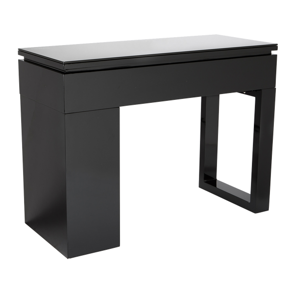 Whale Spa Piano Black Valentino Lux Nail Table, Manicure Table with USB Outlets and Drawers | Salon and Spa Furniture