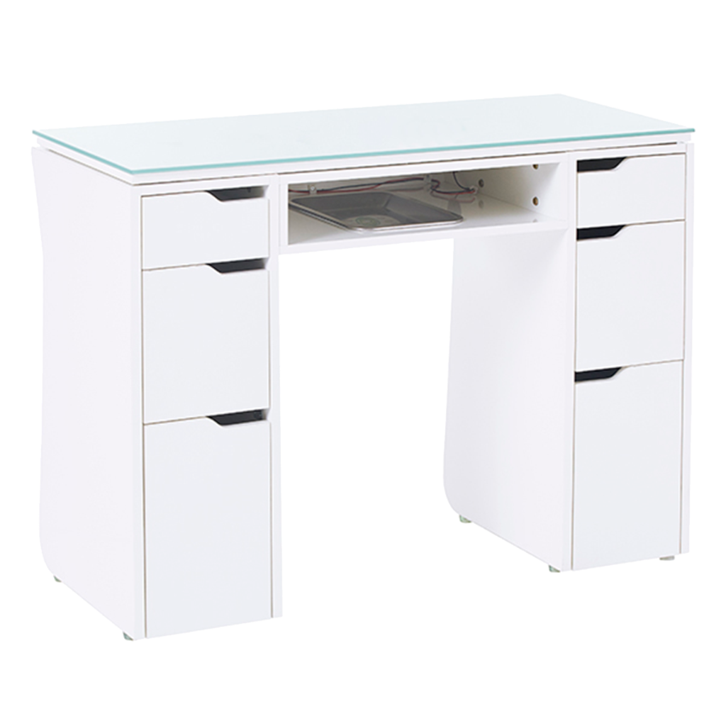 Whale Spa Vicki Nail Table, Manicure Table for Two Customers, USB Outlets, LED Lights| Salon and Spa Furniture