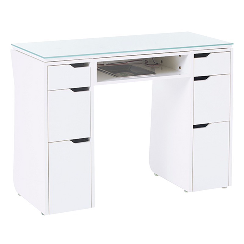 Whale Spa Vicki Nail Table, Manicure Table for Two Customers, USB Outlets, LED Lights| Salon and Spa Furniture